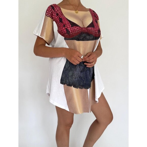 90s vintage womens body graphic novelty funny beach vacation coverup tee shirt - Picture 5 of 9